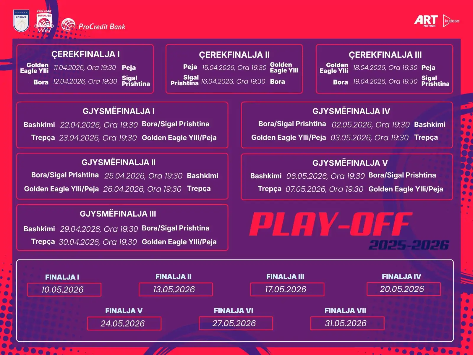 Orari i Play off-it i ProCredit Superligës